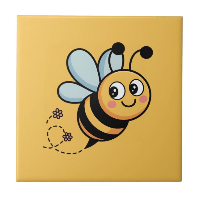 Child-Friendly Bee Mascot with Dotted Trail Tile (Front)