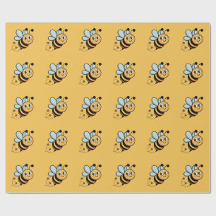 Child-Friendly Bee Mascot with Dotted Trail Wrapping Paper