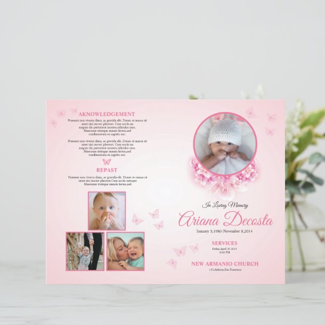 Child Funeral Program Template | Editable Memorial (Standing Front)