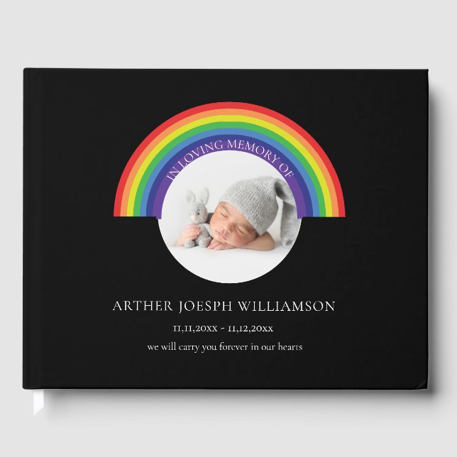Child funeral rainbow photo  keepsake  guest book (Front)