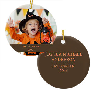 Child Grandchild Halloween Photo Name Date Ceramic Tree Decoration