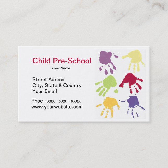 Child Hands Pre-School Business Card (Front)