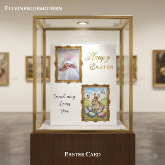 Child Handwriting Photo Easter Vintage Gold Frames Card