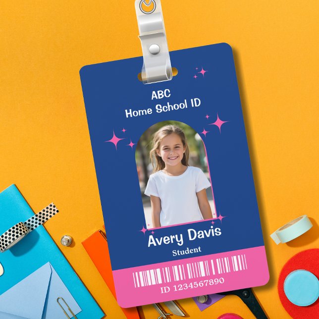 Child Homeschool ID Blue and Pink Simple Style ID Badge (Creator Uploaded)
