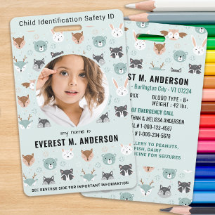 Child ID Emergency Identification Cute Kids Photo  Badge