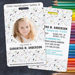 Child ID Emergency Identification Fun Kids Photo ID Badge
