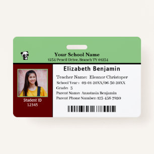 Child ID Identification Card Student School Badge ID Badge