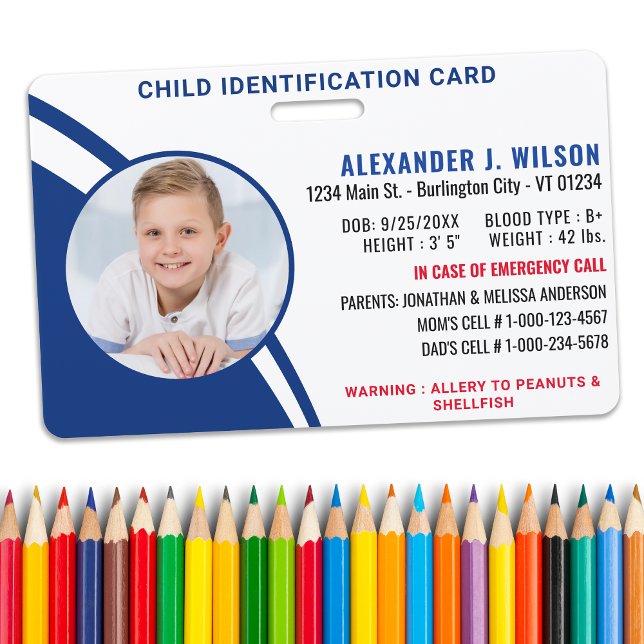 Child Identification Custom Photo Emergency ID Badge (Creator Uploaded)