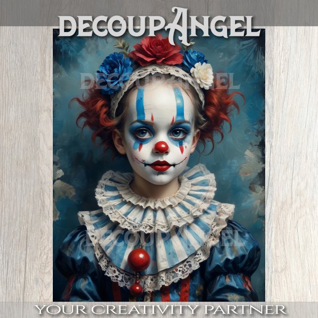 Child in a Clown Costume - Decoupage - Tissue Paper (Creator Uploaded)