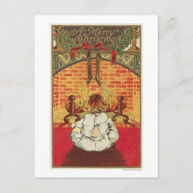 Child in Front of Fireplace Postcard (Front)