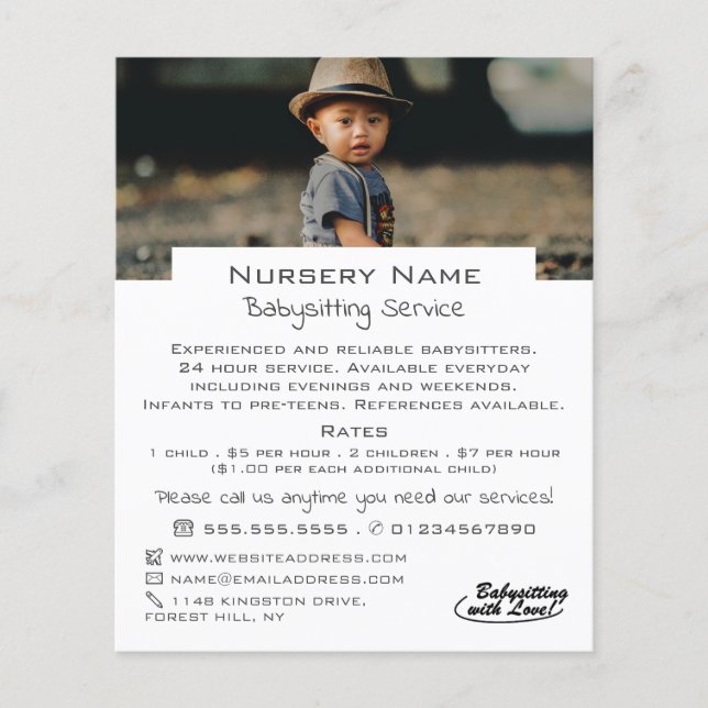 Child in Hat, Babysitter, Daycare, Nursery Advert Flyer (Front)