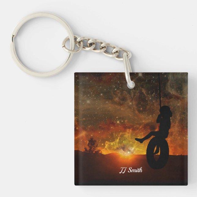 Child In Tire Swing Key Chain (Front)
