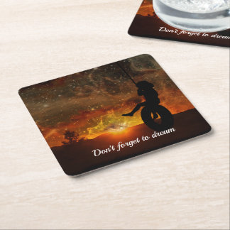 Child In Tire Swing Paper Coaster