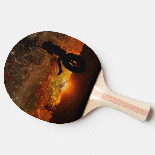 Child In Tire Swing Ping Pong Paddle (Side)