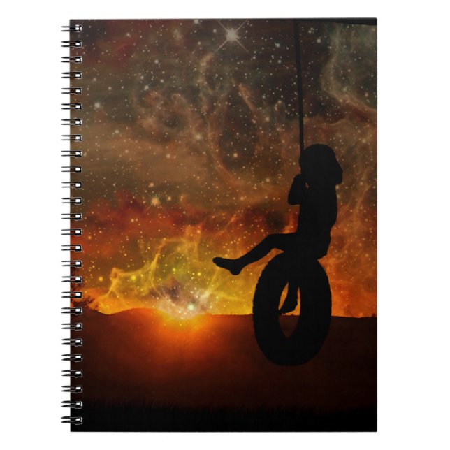 Child In Tire Swing Spiral Photo Notebook (Front)
