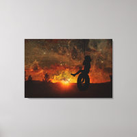 Child In Tire Swing Stretched Canvas Print