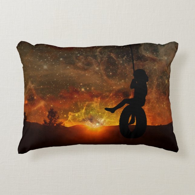 Child In Tire Swing Throw Pillow (Front)