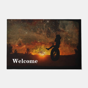Child In Tire Swing Welcome Door Mat