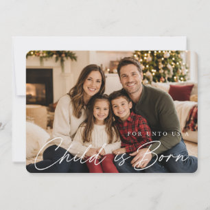 Child Is Born Christmas Photo Bible Verse Holiday Card