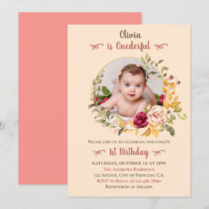 Child Is Onederful - Round Photo 1st Birthday Invitation