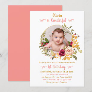 Child Is Onederful - Round Photo 1st Birthday Invitation