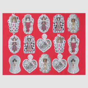 Child Jesus,Antique Christmas Paper Carving, Red