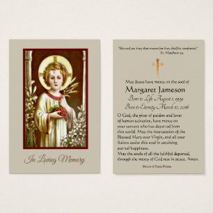 Child Jesus Catholic Funeral Memorial Holy Card -