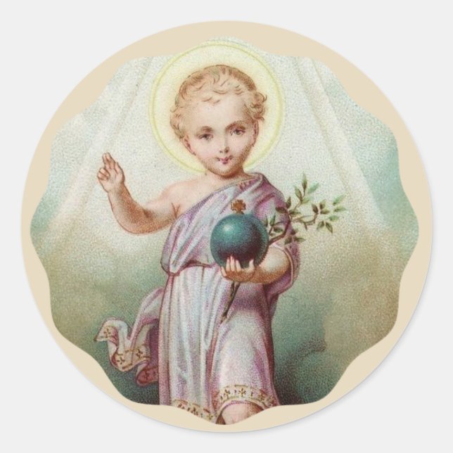Child Jesus holding the world Classic Round Sticker (Front)