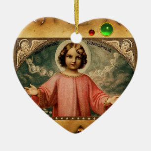 CHILD JESUS WITH ANGELS,  Parchment Ceramic Tree Decoration