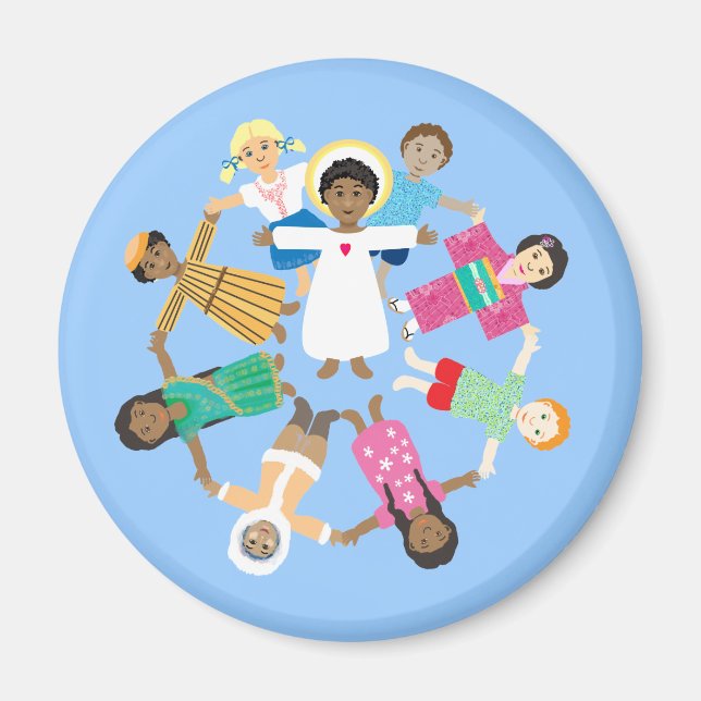 Child Jesus with circle of children of all nations Magnet (Front)