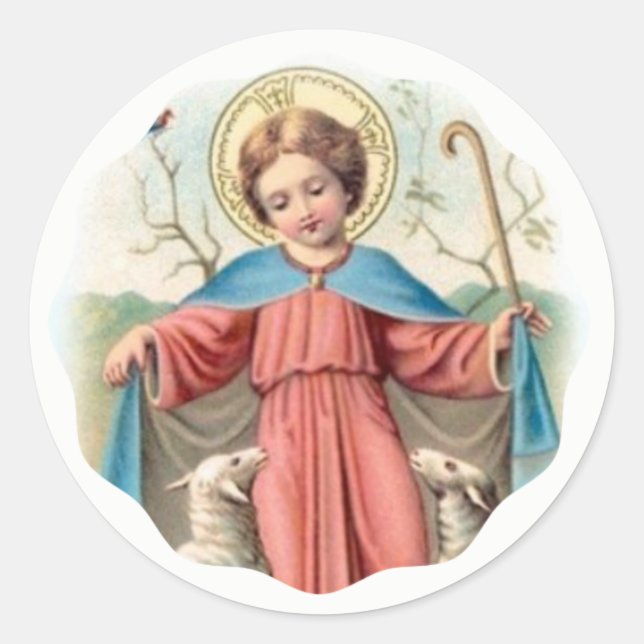 Child Jesus with Lambs Classic Round Sticker (Front)