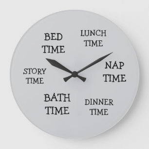 child kids nursery daily schedule grey with text  large clock