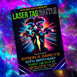 Child Laser Tag Birthday Invitation<br><div class="desc">Child Boy and Girl Children Kids Laser Tag Birthday Sibling Twin Dual Party Arcade and Laser Tag Lazer Tag Neon Party Laser Tag Birthday Invitation</div>
