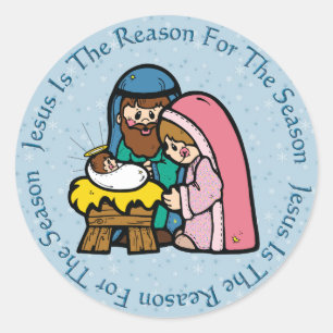 Child Like Manger / Jesus Reason Classic Round Sticker