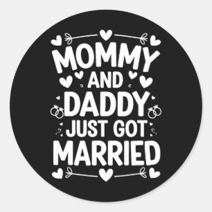 Child Marriage Wedding Bride Groom Mummy And Daddy Classic Round Sticker