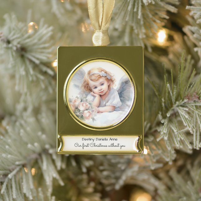 Child Memorial First Christmas Without You Gold Plated Banner Ornament (Tree)