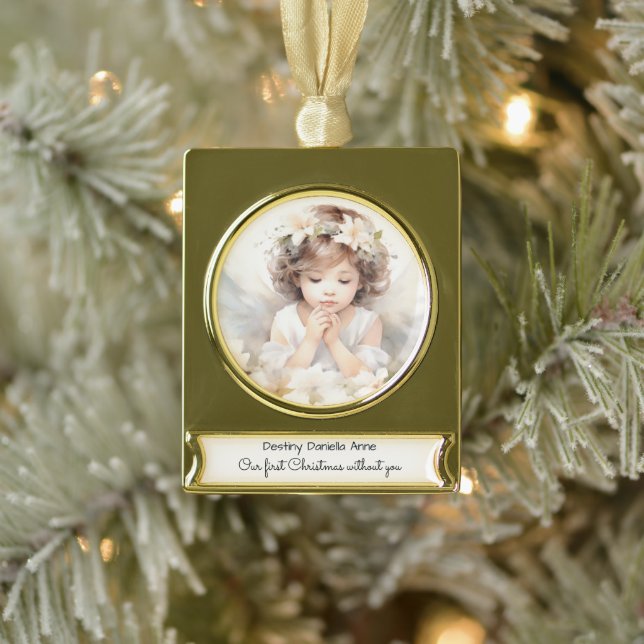 Child Memorial First Christmas Without You Gold Plated Banner Ornament (Tree)