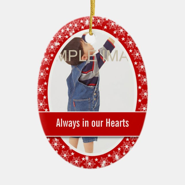 Child memorial photo PERSONALIZE Ceramic Tree Decoration (Front)