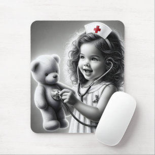Child Nurse With Teddy Bear Mouse Mat