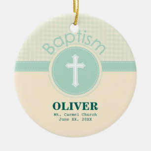 Child of God Baptism, Gender Neutral Green Ceramic Tree Decoration