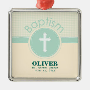 Child of God Baptism, Gender Neutral Green Metal Tree Decoration