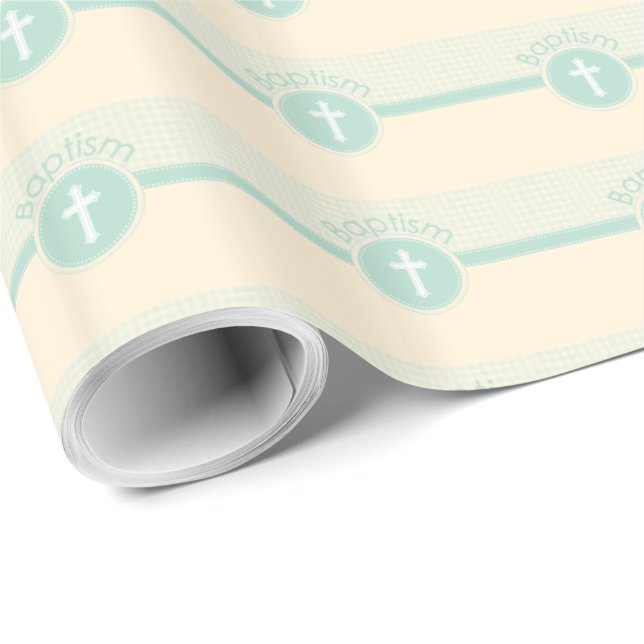Child of God Baptism, Gender Neutral Green Wrapping Paper (Roll Corner)