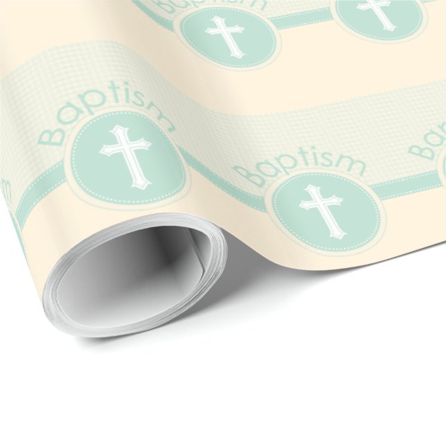 Child of God Baptism, Gender Neutral Green Wrapping Paper (Roll Corner)