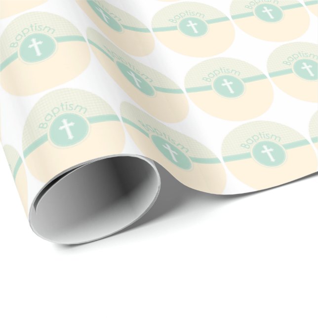 Child of God Baptism, Gender Neutral Green Wrapping Paper (Roll Corner)