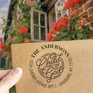 Child Of God Christian Bible Return Address Rubber Stamp