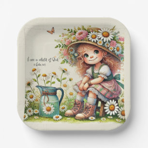 Child of God daisy girl Paper Plate