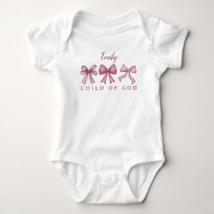 Child of God Pink Bows Coquette Baby Shower Name  Bodysuit