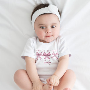 Child of God Pink Bows Coquette Baby Shower Name  Bodysuit