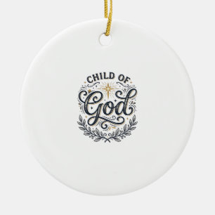 Child Of God Vintage Engraving Shirt Design_1 Ceramic Tree Decoration