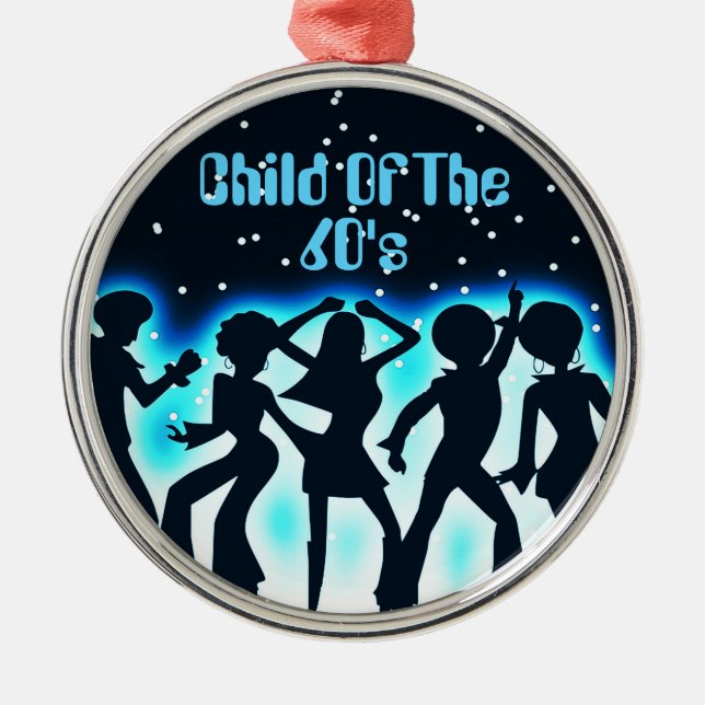Child Of The 60's Teal Metal Tree Decoration (Front)